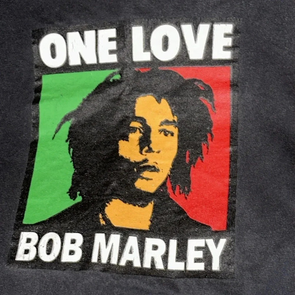 VINTAGE BOB MARLEY Date/Reggae One Love Black Short Sleeve T-Shirt Large - Picture 3 of 10